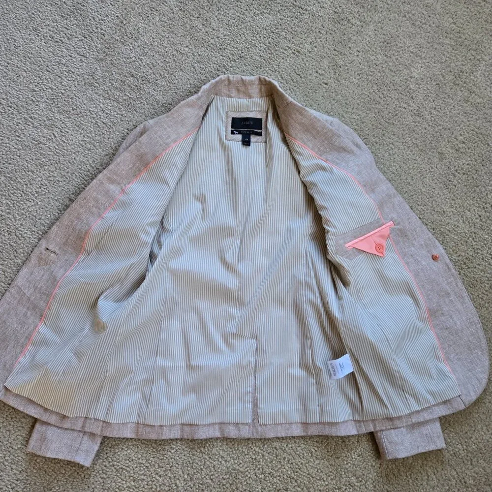 NWOT J. Crew Campbell Linen Blazer 00 - Picture 8 of 10